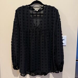 EUC XL Swiss Dot Elegant Black Women's Top